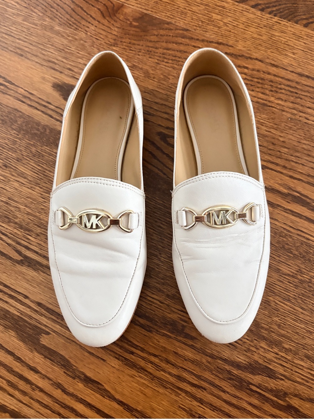 Michael Kors Cream Leather MK Logo Loafers Sz 6.5